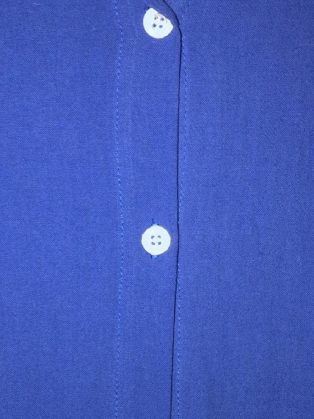 Blue Small Collared Button Down Shirt Dress Side Slits Roll Tab Long Sleeves - Picture 7 of 8